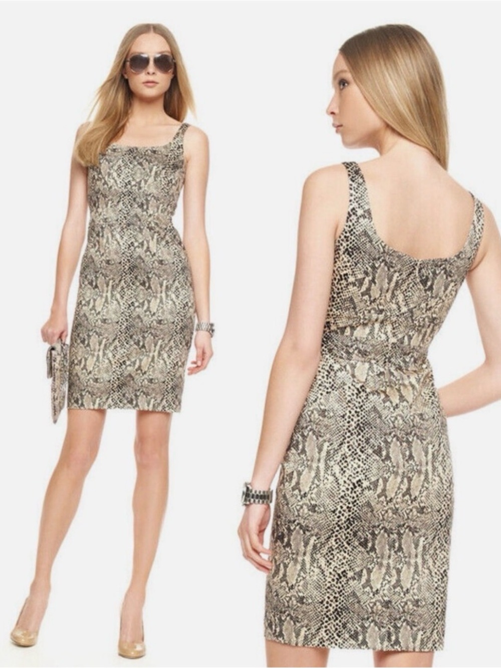 Michael Kors Seamed Bare Snake Print Stretch Dress, Size 4, SEE COMMENTS
